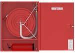 Internal hydrant DN33 with space for a fire extinguisher, surface-mounted, semi-rigid hose L=30m, patent lock, dimensions width/height/depth. 780x1010x180mm, red RAL3000